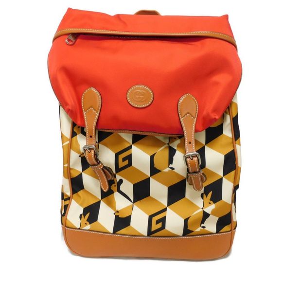 Gucci Rucksack Backpack Rabbit Nylon Daypack G Red Interlocking Brown 696013 Men - Picture 1 of 10